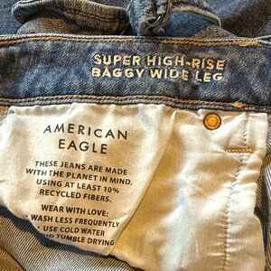 American Eagle Outfitters super high-rise, baggy wide leg, Blue Jeans